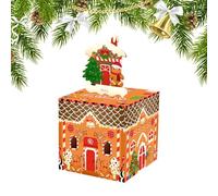 Navidad | Dispensador De Tirar - Cajas De Pan De Jengibre Casa Con Rodillos De Plata Y Tarjetas De Navidad Con Cajón - Propuesta De San Valentín Niños Niñas Adolescentes Amigos Familia Mujeres