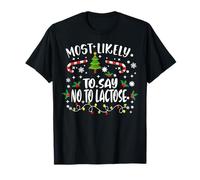 Navidad Diversión Familia Diciendo Más Propensos A Decir No A La Lactosa Camiseta