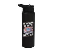 Navidad divertida con la computadora - Tech Nerd Xmas Byte Stainless Steel Insulated Water Bottle