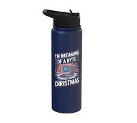 Navidad divertida con la computadora - Tech Nerd Xmas Byte Stainless Steel Insulated Water Bottle