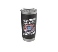 Navidad divertida con la computadora - Tech Nerd Xmas Byte Vaso térmico de acero inoxidable de doble pared