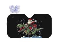 Navidad Divertida De Papá Noel Y Dinosaurios Parasol De Coche Térmico Parasol Coche Delantero Portátil Proteccións Solar para El Parabrisas Universal para Todoterreno Furgonetas Furgonetas M