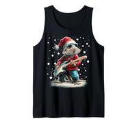 Navidad Dragón Barbudo Tocando Guitarra Músico Animal Camiseta sin Mangas