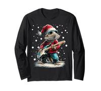 Navidad Dragón Barbudo Tocando Guitarra Músico Animal Manga Larga