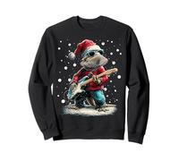 Navidad Dragón Barbudo Tocando Guitarra Músico Animal Sudadera