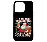 Navidad, el Momento más Maravilloso para una Cerveza, Divertida Navidad de Papá Noel Carcasa para iPhone 15 Pro MAX