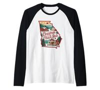 Navidad en el espíritu Festivo del Estado de melocotón Camiseta Manga Raglan