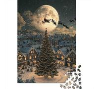 Navidad en el Pueblo Paseo en Trineo Rompecabezas de 1000 Piezas Papel Reciclado para Adultos y Mayores de 12 Años Extremadamente Difícil y Desafiante 52x38cm/1000pcs