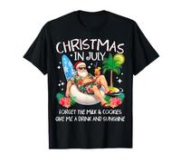 Navidad en julio Palm Tree Beach Verano Hawaii Santa Hombres Camiseta