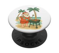 Navidad en Julio, Papá Noel Hawaiano, Hamburguesas a la Parrilla PopSockets PopGrip Adhesivo