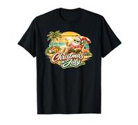 Navidad en Julio Santa Tropical Beach Sunset Escena Camiseta