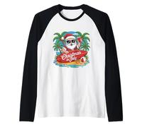 Navidad En Julio Verano Playa Hawaii Santa USA Hombres Mujeres Camiseta Manga Raglan