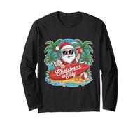 Navidad En Julio Verano Playa Hawaii Santa USA Hombres Mujeres Manga Larga