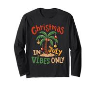 Navidad en julio Vibes Only Palm Tree Summer Beach Kids Manga Larga