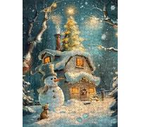Navidad En La Villa Puzzle 1000 Piezas, Rompecabezas Adultos Puzzle, 3D Un Rompecabezas, Desafiante Puzzles de Decoración Juego de, Juego Educativo para Toda la Familia, para Regalo Decoración FNKL776