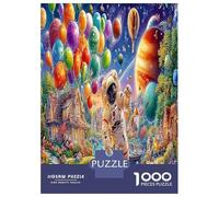 Navidad Espacial 1000 Piezas Globos y astronautas en el Espacio Rompecabezas Obra De Arte Juguetes Desafiantes para Adultos Juego De Habilidad para Toda La Familia Regalos 70x50cm/1000pcs
