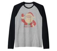 Navidad FEA de Punto Retro de Papá Noel agitando Camiseta Manga Raglan
