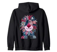 Navidad Festiva de león de Patchwork a Cuadros Sudadera con Capucha