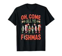 Navidad Fishmas Oh Come All Ye Fishful Divertido Pesca Navidad Camiseta