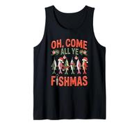 Navidad Fishmas Oh Come All Ye Fishful Divertido Pesca Navidad Camiseta sin Mangas