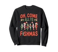 Navidad Fishmas Oh Come All Ye Fishful Divertido Pesca Navidad Sudadera