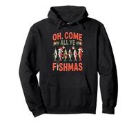 Navidad Fishmas Oh Come All Ye Fishful Divertido Pesca Navidad Sudadera con Capucha