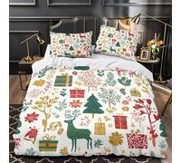 Navidad Funda De Edredón para Dormitorio 3D Impresión Vacaciones Funda Nórdica Microfibra Y Funda De Almohada Juego De Ropa De Cama con Cremallera 3 Piezas Super King（260x220cm）