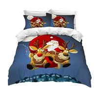 Navidad Funda nórdica Infantil Alce Trineo Muñecos de Nieve Juego de Cama Chico Chica Adolescentes Funda de edredón y Funda de Almohada Suave Transpirable (180x220 cm - Cama 105 cm, Estilo 5)