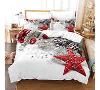 Navidad Fundas Nordicas 135 Modernas Estrellas Blancas como La Nieve Modernas Suave Funda Nordico 220x220 cm Juego de Cama 3D Impresión + 2 Funda de Almohada 50x80 cm, para Chico Adolescente niñas