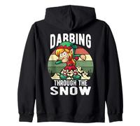 Navidad Funny Girl Elf Dabbing Though The Snow Dancing Sudadera con Capucha