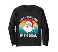 Navidad Funny Retro Santa Ask Your mom if I'm Real Sweater Manga Larga