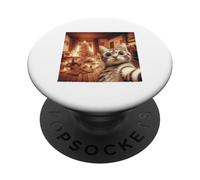 Navidad Gato Selfie Desastre Divertido Día Festivo Gato Caos Meme PopSockets PopGrip Adhesivo
