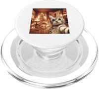 Navidad Gato Selfie Desastre Divertido Día Festivo Gato Caos Meme PopSockets PopGrip para MagSafe