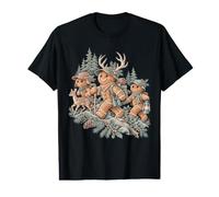 Navidad Gingerbread Senderistas Woodland Deer Camping Camiseta gráfica económica