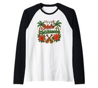 Navidad Hawaiana Mele Kalikimaka Ukelele Palm Tree Holiday Camiseta Manga Raglan