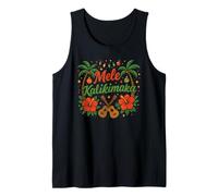 Navidad Hawaiana Mele Kalikimaka Ukelele Palm Tree Holiday Camiseta sin Mangas