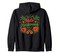 Navidad Hawaiana Mele Kalikimaka Ukelele Palm Tree Holiday Sudadera con Capucha