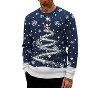Navidad Hombre Navideños Feo Gracioso Christmas Manga Larga Sweater Men Invierno Tops de y de Nieve Regalo Ideal para Navidad Estilo Divertido y Elegante (Navy, XXL)
