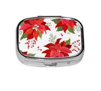 Navidad Invierno Flor, Pastillero cuadrado para bolsillo o monedero, pequeño contenedor de pastillas, organizador de pastillas de viaje