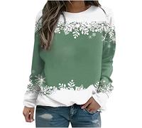 Navidad Jersey Mujer Camiseta Manga Larga Sudaderas Cuello Redondo Copo de Nieve Estampado Invierno Camisa Largo Elegante Fiesta Tops T-Shirt Original Xmas Suéter Blusa Christmas