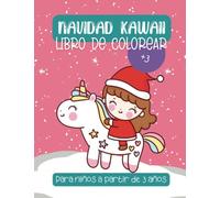 Navidad Kawaii Libro de Colorear para Niños a Partir de 3 Años
