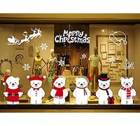 Navidad la Decoración Pegatinas de Pared Decorativos Pegatina de Muñecos de Nieve Pegatina Oso Navidad Seis Osos Ventana de Navidad Decoración de Ventana Etiqueta Engomada Copo de Nieve