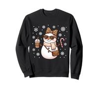 Navidad Leopardo muñeco de Nieve con café Helado y Dulces Vacaciones Sudadera