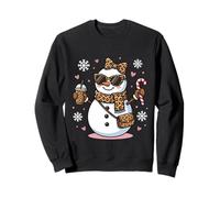 Navidad Leopardo muñeco de Nieve con café Helado y Dulces Vacaciones Sudadera