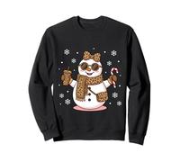 Navidad Leopardo muñeco de Nieve con café Helado y Dulces Vacaciones Sudadera