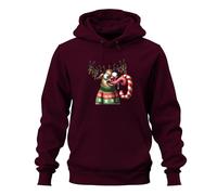 Navidad loco reno bastón de caramelo divertido dibujos animados unisex sudadera con capucha sudadera con capucha, granate, 3XL