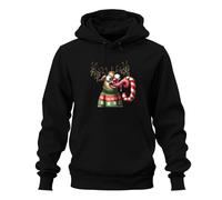 Navidad loco reno bastón de caramelo divertido dibujos animados unisex sudadera con capucha sudadera con capucha, Negro , 3XL