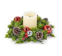 Navidad mesa centro decoración 30cm vela corona - bola roja