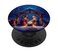 Navidad Navidad Nacimiento de Jesús Belén Estrella Christian PopSockets PopGrip Adhesivo