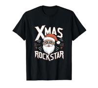 Navidad Navidad Rockstar Rock Santa Claus Camiseta gráfica económica, Hombre, Negro, L